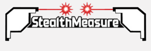 The StealthMeasure logo: two swept wings with laser marks either side of the wordmark.
